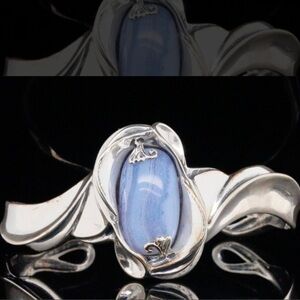 Carolyn Pollack 22mm Blue Lace Agate and Sterling Cuff